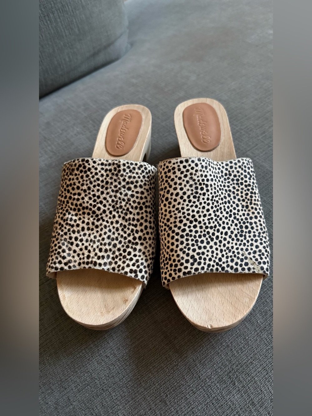 Madewell The Evelyn Slide Clog in Spotted Calf Hair Size 6.5